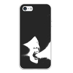 Чехол силиконовый для Телефон Apple iPhone 5/5S с принтом Shot Voice в Белгороде, Силикон | Область печати: задняя сторона чехла, без боковых панелей | abstraction | face | gray | shot | voice | white