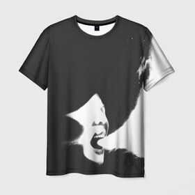 Мужская футболка 3D с принтом Shot Voice в Белгороде, 100% полиэфир | прямой крой, круглый вырез горловины, длина до линии бедер | abstraction | face | gray | shot | voice | white