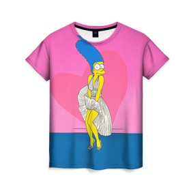 Женская футболка 3D с принтом Мардж в Белгороде, 100% полиэфир ( синтетическое хлопкоподобное полотно) | прямой крой, круглый вырез горловины, длина до линии бедер | 14 февраля | love | влюбленные | лав | любовь | мардж | пара | парные | парные вещи | подарок | симпсон