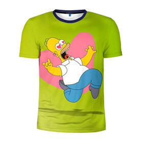 Мужская футболка 3D спортивная с принтом Гомер в Белгороде, 100% полиэстер с улучшенными характеристиками | приталенный силуэт, круглая горловина, широкие плечи, сужается к линии бедра | гомер
