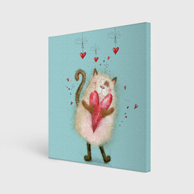 Холст квадратный с принтом Котик в Белгороде, 100% ПВХ |  | 14 февраля | bear | love | teddy | валентин | влюбленный | киска | кот | котик | любовь | милый | рисунок | сердечко | сердце