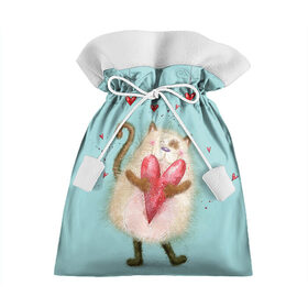 Подарочный 3D мешок с принтом Котик в Белгороде, 100% полиэстер | Размер: 29*39 см | 14 февраля | bear | love | teddy | валентин | влюбленный | киска | кот | котик | любовь | милый | рисунок | сердечко | сердце