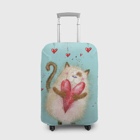 Чехол для чемодана 3D с принтом Котик в Белгороде, 86% полиэфир, 14% спандекс | двустороннее нанесение принта, прорези для ручек и колес | 14 февраля | bear | love | teddy | валентин | влюбленный | киска | кот | котик | любовь | милый | рисунок | сердечко | сердце