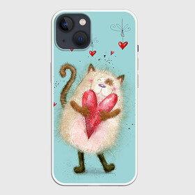 Чехол для iPhone 13 с принтом Котик в Белгороде,  |  | 14 февраля | bear | love | teddy | валентин | влюбленный | киска | кот | котик | любовь | милый | рисунок | сердечко | сердце