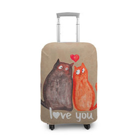 Чехол для чемодана 3D с принтом Влюбленные котики в Белгороде, 86% полиэфир, 14% спандекс | двустороннее нанесение принта, прорези для ручек и колес | 14 февраля | bear | love | teddy | валентин | влюбленный | киска | кот | котик | любовь | милый | рисунок | сердечко | сердце