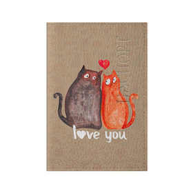 Обложка для паспорта матовая кожа с принтом Влюбленные котики в Белгороде, натуральная матовая кожа | размер 19,3 х 13,7 см; прозрачные пластиковые крепления | Тематика изображения на принте: 14 февраля | bear | love | teddy | валентин | влюбленный | киска | кот | котик | любовь | милый | рисунок | сердечко | сердце
