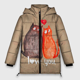 Женская зимняя куртка 3D с принтом Влюбленные котики в Белгороде, верх — 100% полиэстер; подкладка — 100% полиэстер; утеплитель — 100% полиэстер | длина ниже бедра, силуэт Оверсайз. Есть воротник-стойка, отстегивающийся капюшон и ветрозащитная планка. 

Боковые карманы с листочкой на кнопках и внутренний карман на молнии | 14 февраля | bear | love | teddy | валентин | влюбленный | киска | кот | котик | любовь | милый | рисунок | сердечко | сердце