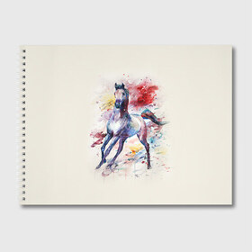 Альбом для рисования с принтом Лошадь Арт 1 в Белгороде, 100% бумага
 | матовая бумага, плотность 200 мг. | Тематика изображения на принте: horse | horseshoe | акварель | головалошади | грива | жеребец | животные | конь | лошадь | лошадьскрыльями | подкова | природа | рисуноккрасками