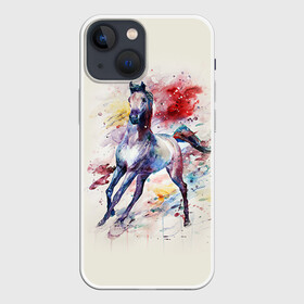 Чехол для iPhone 13 mini с принтом Лошадь. Арт 1 в Белгороде,  |  | horse | horseshoe | акварель | головалошади | грива | жеребец | животные | конь | лошадь | лошадьскрыльями | подкова | природа | рисуноккрасками