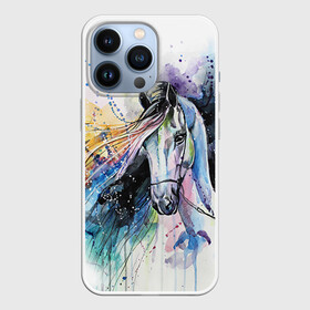Чехол для iPhone 13 Pro с принтом Лошадь. Арт 3 в Белгороде,  |  | horse | horseshoe | акварель | головалошади | грива | жеребец | животные | конь | лошадь | лошадьскрыльями | подкова | природа | рисуноккрасками