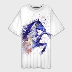 Платье-футболка 3D с принтом Лошадь. Арт 4 в Белгороде,  |  | horse | horseshoe | акварель | головалошади | грива | единорог | жеребец | животные | конь | лошадь | лошадьскрыльями | подкова | природа | рисуноккрасками