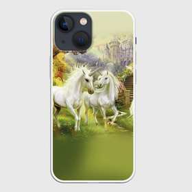 Чехол для iPhone 13 mini с принтом Единороги в Белгороде,  |  | horse | horseshoe | акварель | головалошади | грива | единорог | жеребец | животные | конь | лошадь | лошадьскрыльями | подкова | природа | рисуноккрасками