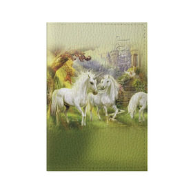 Обложка для паспорта матовая кожа с принтом Единороги в Белгороде, натуральная матовая кожа | размер 19,3 х 13,7 см; прозрачные пластиковые крепления | horse | horseshoe | акварель | головалошади | грива | единорог | жеребец | животные | конь | лошадь | лошадьскрыльями | подкова | природа | рисуноккрасками