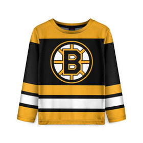 Детский лонгслив 3D с принтом Boston Bruins в Белгороде, 100% полиэстер | длинные рукава, круглый вырез горловины, полуприлегающий силуэт
 | Тематика изображения на принте: boston bruins | hockey | nhl | нхл | спорт | хоккей