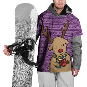 Накидка на куртку 3D с принтом Счастливый олень в Белгороде, 100% полиэстер |  | Тематика изображения на принте: зима | новый год | олень | подарки