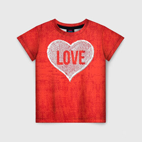 Детская футболка 3D с принтом Love в Белгороде, 100% гипоаллергенный полиэфир | прямой крой, круглый вырез горловины, длина до линии бедер, чуть спущенное плечо, ткань немного тянется | Тематика изображения на принте: 14 февраля | love | влюбленный | любовь | рисунок | сердечки | сердечко | сердце