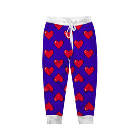Детские брюки 3D с принтом Пиксельная любовь в Белгороде, 100% полиэстер | манжеты по низу, эластичный пояс регулируется шнурком, по бокам два кармана без застежек, внутренняя часть кармана из мелкой сетки | 14 февраля | love | влюбленный | любовь | рисунок | сердечки | сердечко | сердце