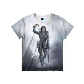 Детская футболка 3D с принтом Rise of the Tomb Raider в Белгороде, 100% гипоаллергенный полиэфир | прямой крой, круглый вырез горловины, длина до линии бедер, чуть спущенное плечо, ткань немного тянется | rise of the tomb raider | tomb raider | райдер | том райдер