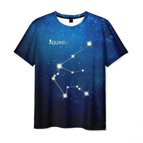 Мужская футболка 3D с принтом Водолей в Белгороде, 100% полиэфир | прямой крой, круглый вырез горловины, длина до линии бедер | водолей | звезда | звезды | знак зодиака | космос | созвездие