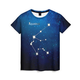 Женская футболка 3D с принтом Водолей в Белгороде, 100% полиэфир ( синтетическое хлопкоподобное полотно) | прямой крой, круглый вырез горловины, длина до линии бедер | водолей | звезда | звезды | знак зодиака | космос | созвездие