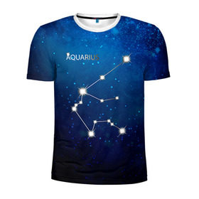 Мужская футболка 3D спортивная с принтом Водолей в Белгороде, 100% полиэстер с улучшенными характеристиками | приталенный силуэт, круглая горловина, широкие плечи, сужается к линии бедра | Тематика изображения на принте: водолей | звезда | звезды | знак зодиака | космос | созвездие