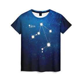 Женская футболка 3D с принтом Весы в Белгороде, 100% полиэфир ( синтетическое хлопкоподобное полотно) | прямой крой, круглый вырез горловины, длина до линии бедер | весы | звезда | звезды | знак зодиака | космос | созвездие