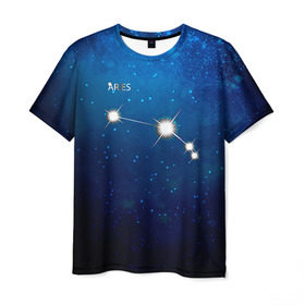 Мужская футболка 3D с принтом Овен в Белгороде, 100% полиэфир | прямой крой, круглый вырез горловины, длина до линии бедер | звезда | звезды | знак зодиака | космос | овен | созвездие