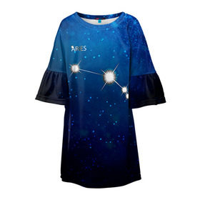 Детское платье 3D с принтом Овен в Белгороде, 100% полиэстер | прямой силуэт, чуть расширенный к низу. Круглая горловина, на рукавах — воланы | звезда | звезды | знак зодиака | космос | овен | созвездие