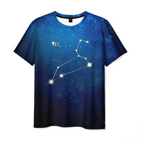 Мужская футболка 3D с принтом Лев в Белгороде, 100% полиэфир | прямой крой, круглый вырез горловины, длина до линии бедер | звезда | звезды | знак зодиака | космос | лев | созвездие