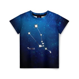 Детская футболка 3D с принтом Телец в Белгороде, 100% гипоаллергенный полиэфир | прямой крой, круглый вырез горловины, длина до линии бедер, чуть спущенное плечо, ткань немного тянется | звезда | звезды | знак зодиака | космос | созвездие | телец