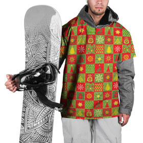 Накидка на куртку 3D с принтом Новогодний орнамент в Белгороде, 100% полиэстер |  | елка | звезда | новогодний орнамент | пода | снгежинка