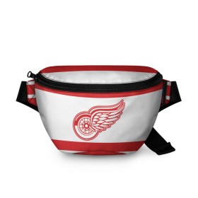 Поясная сумка 3D с принтом Detroit Red Wings в Белгороде, 100% полиэстер | плотная ткань, ремень с регулируемой длиной, внутри несколько карманов для мелочей, основное отделение и карман с обратной стороны сумки застегиваются на молнию | detroit red wings | hockey | nhl | нхл | спорт | хоккей
