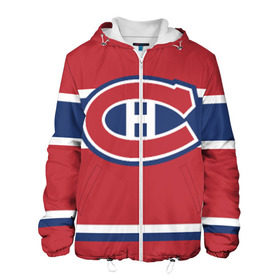 Мужская куртка 3D с принтом Montreal Canadiens в Белгороде, ткань верха — 100% полиэстер, подклад — флис | прямой крой, подол и капюшон оформлены резинкой с фиксаторами, два кармана без застежек по бокам, один большой потайной карман на груди. Карман на груди застегивается на липучку | Тематика изображения на принте: hockey | montreal canadien | nhl | нхл | спорт | хоккей
