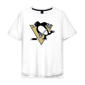 Мужская футболка хлопок Oversize с принтом Pittsburgh Penguins в Белгороде, 100% хлопок | свободный крой, круглый ворот, “спинка” длиннее передней части | pittsburgh penguinspittsburgh penguins