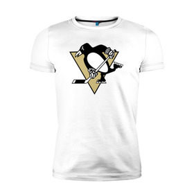 Мужская футболка премиум с принтом Pittsburgh Penguins в Белгороде, 92% хлопок, 8% лайкра | приталенный силуэт, круглый вырез ворота, длина до линии бедра, короткий рукав | Тематика изображения на принте: pittsburgh penguinspittsburgh penguins