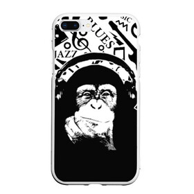 Чехол для iPhone 7Plus/8 Plus матовый с принтом Шимпанзе в наушниках в Белгороде, Силикон | Область печати: задняя сторона чехла, без боковых панелей | джаз | музыка | обезьяна | рок | шимпанзе в наущниках