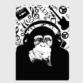 Скетчбук с принтом Шимпанзе в наушниках в Белгороде, 100% бумага
 | 48 листов, плотность листов — 100 г/м2, плотность картонной обложки — 250 г/м2. Листы скреплены сверху удобной пружинной спиралью | джаз | музыка | обезьяна | рок | шимпанзе в наущниках