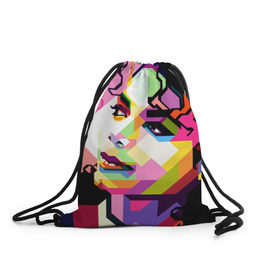 Рюкзак-мешок 3D с принтом Майкл Джексон в Белгороде, 100% полиэстер | плотность ткани — 200 г/м2, размер — 35 х 45 см; лямки — толстые шнурки, застежка на шнуровке, без карманов и подкладки | michael jackson | майкл джексон | поп арт | портрет