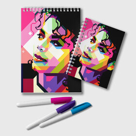 Блокнот с принтом Майкл Джексон в Белгороде, 100% бумага | 48 листов, плотность листов — 60 г/м2, плотность картонной обложки — 250 г/м2. Листы скреплены удобной пружинной спиралью. Цвет линий — светло-серый
 | michael jackson | майкл джексон | поп арт | портрет