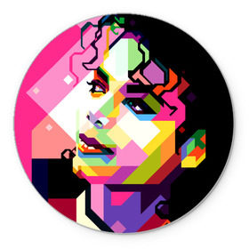 Коврик круглый с принтом Майкл Джексон в Белгороде, резина и полиэстер | круглая форма, изображение наносится на всю лицевую часть | michael jackson | майкл джексон | поп арт | портрет