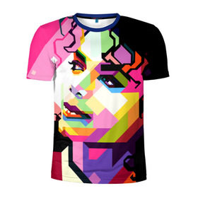 Мужская футболка 3D спортивная с принтом Майкл Джексон в Белгороде, 100% полиэстер с улучшенными характеристиками | приталенный силуэт, круглая горловина, широкие плечи, сужается к линии бедра | michael jackson | майкл джексон | поп арт | портрет