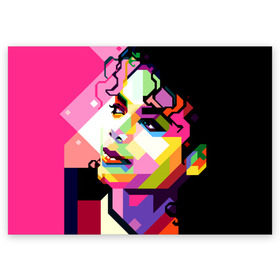 Поздравительная открытка с принтом Майкл Джексон в Белгороде, 100% бумага | плотность бумаги 280 г/м2, матовая, на обратной стороне линовка и место для марки
 | michael jackson | майкл джексон | поп арт | портрет