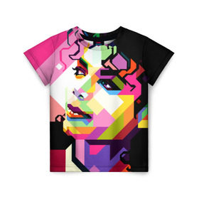 Детская футболка 3D с принтом Майкл Джексон в Белгороде, 100% гипоаллергенный полиэфир | прямой крой, круглый вырез горловины, длина до линии бедер, чуть спущенное плечо, ткань немного тянется | michael jackson | майкл джексон | поп арт | портрет
