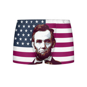 Мужские трусы 3D с принтом Авраам Линкольн в Белгороде, 50% хлопок, 50% полиэстер | классическая посадка, на поясе мягкая тканевая резинка | авраам линкольн | президент | сша | флаг