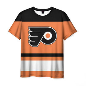 Мужская футболка 3D с принтом Philadelphia Flyers в Белгороде, 100% полиэфир | прямой крой, круглый вырез горловины, длина до линии бедер | Тематика изображения на принте: hockey | nhl | philadelphia flyers | нхл | хоккей