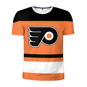 Мужская футболка 3D спортивная с принтом Philadelphia Flyers в Белгороде, 100% полиэстер с улучшенными характеристиками | приталенный силуэт, круглая горловина, широкие плечи, сужается к линии бедра | Тематика изображения на принте: hockey | nhl | philadelphia flyers | нхл | хоккей