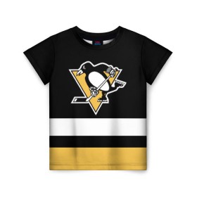 Детская футболка 3D с принтом Pittsburgh Penguins в Белгороде, 100% гипоаллергенный полиэфир | прямой крой, круглый вырез горловины, длина до линии бедер, чуть спущенное плечо, ткань немного тянется | Тематика изображения на принте: hockey | nhl | pittsburgh penguins | нхл | хоккей