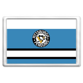 Магнит 45*70 с принтом Pittsburgh Penguins blue в Белгороде, Пластик | Размер: 78*52 мм; Размер печати: 70*45 | Тематика изображения на принте: hockey | nhl | pittsburgh penguins | нхл | хоккей
