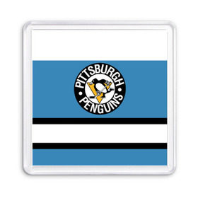 Магнит 55*55 с принтом Pittsburgh Penguins blue в Белгороде, Пластик | Размер: 65*65 мм; Размер печати: 55*55 мм | hockey | nhl | pittsburgh penguins | нхл | хоккей