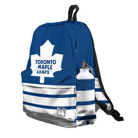 Рюкзак 3D с принтом Toronto Maple Leafs в Белгороде, 100% полиэстер | лямки с регулируемой длиной, сверху петелька, чтобы рюкзак можно было повесить на вешалку. Основное отделение закрывается на молнию, как и внешний карман. Внутри два дополнительных кармана, один из которых закрывается на молнию. По бокам два дополнительных кармашка | hockey | nhl | toronto maple leafs | нхл | хоккей